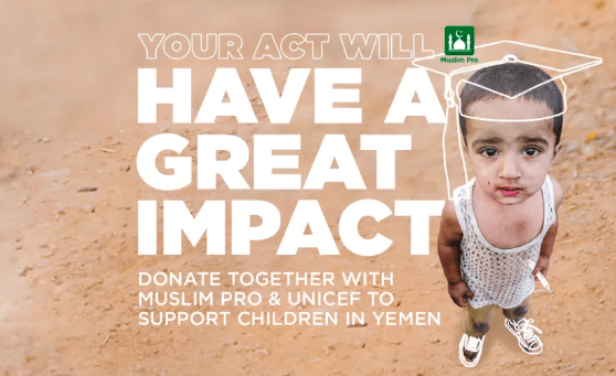 Bitsmedia Muslim Pro social impact UNICEF Yemen donation